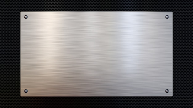 Smooth metal plate isolated on black