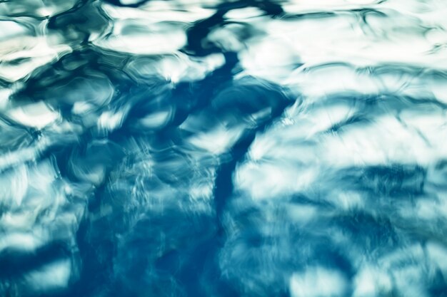 The smooth natural blue water background with bokeh  abstract on the sea 