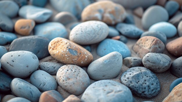 写真 砂浜の質感に滑らかな小石