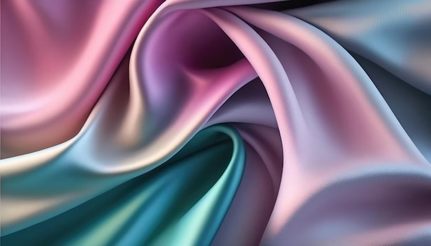 Smooth and shiny silk fabric texture colorful background design generative ai