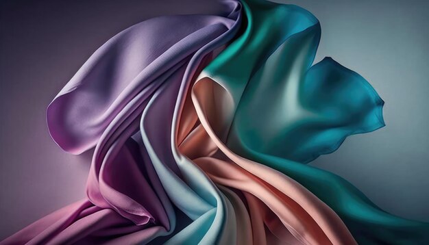 Smooth and shiny silk fabric texture colorful background design generative ai