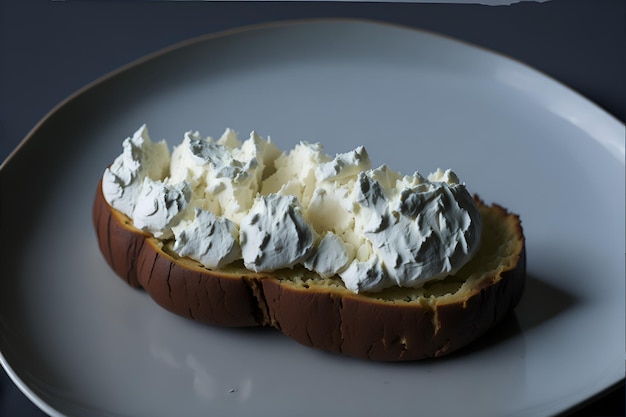 The smooth texture of fresh ricotta is highlighted in this irresistible image ready to satisfy the most demanding palates Generated by AI