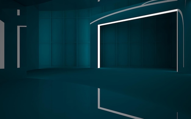 smooth turquoise interior 3D illustration rendering