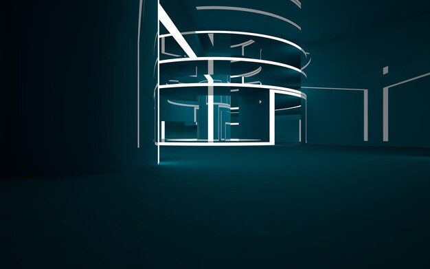 smooth turquoise interior 3D illustration rendering