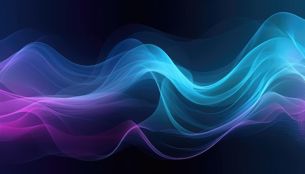 파란색과 보라색 색조의 부드러운 웨이브 배경 화면 Generative AI