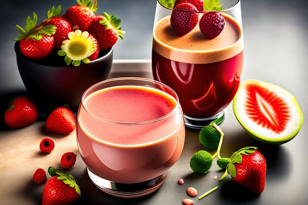 Smoothie Aardbei Yoghurt Smoothie Rode Bessen Yoghurt Smoothi