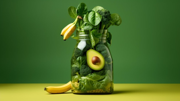 Smoothie bag of spinach avocado and banana