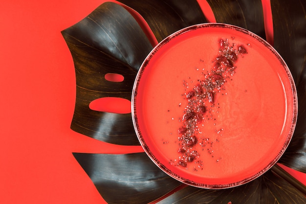 Smoothie bowl with chia seeds, goji berries.