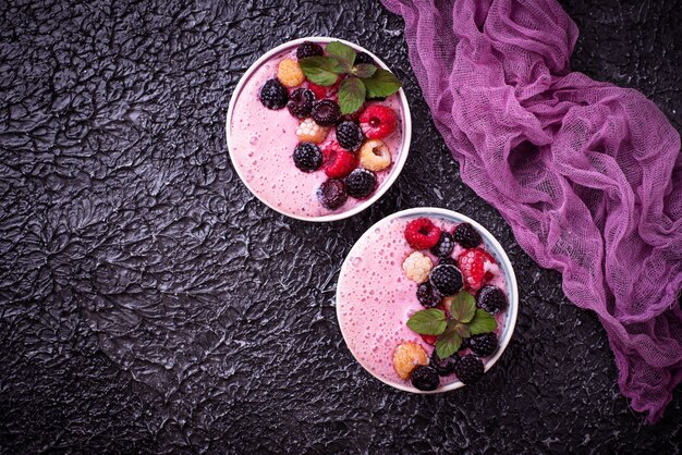 Smoothie bowl with frozen berry