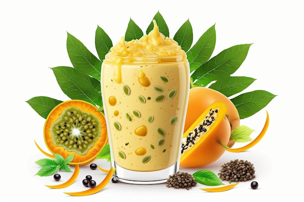 Smoothie made from fresh mango and passion fruit