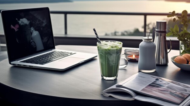 Smoothie met laptop op tafel Generatieve AI