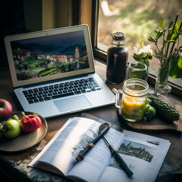 Smoothie met laptop op tafel Generatieve AI