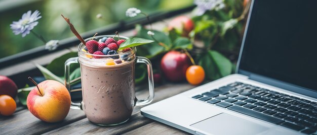 Smoothie met laptop op tafel Generatieve AI