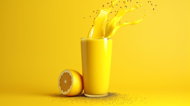 smoothie Orange juice in a glass with orange juice splashing