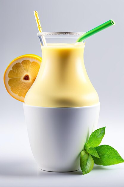 Смузи ананасовый йогурт изолирован на белом фоне