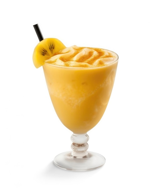 Smoothie sapota lassi milkshake with sapota fruit in isolated white background studio shot