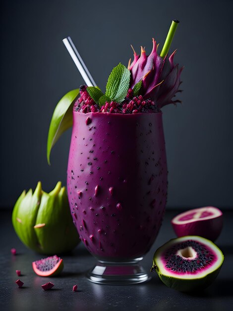 Smoothie with a fruits of exotic fruits like