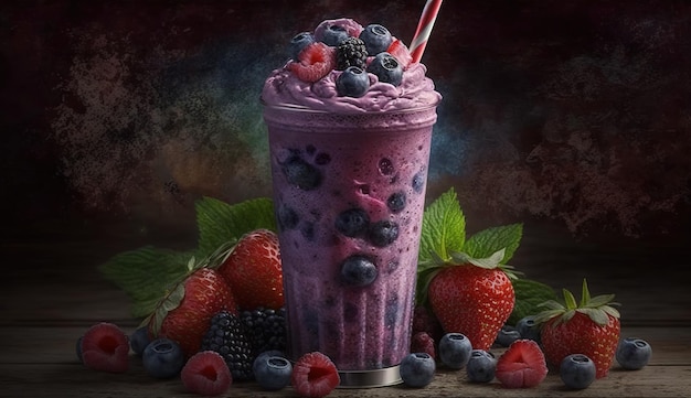 Smoothie with a variety of berries perfect for the summer