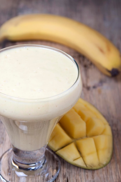 Smoothies of mango and banana with yogurt