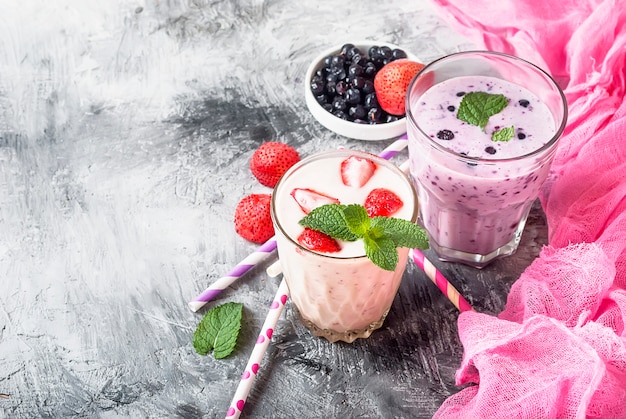 Smoothies with berries and fruits