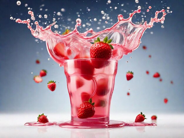 Smoothly strawberry in glass cup