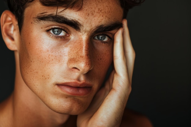 Photo smoothskinned young man in studio