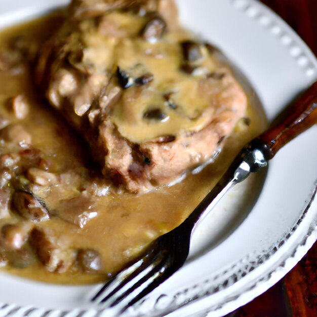 Smothered pork chops in potlikker gravy