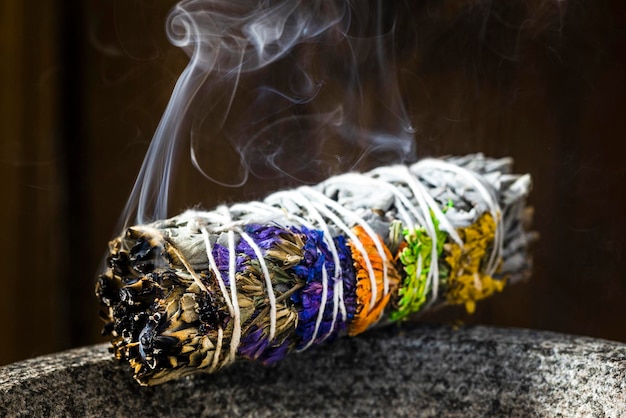 Smudge Burning Sage Stick Spiritual Ritual