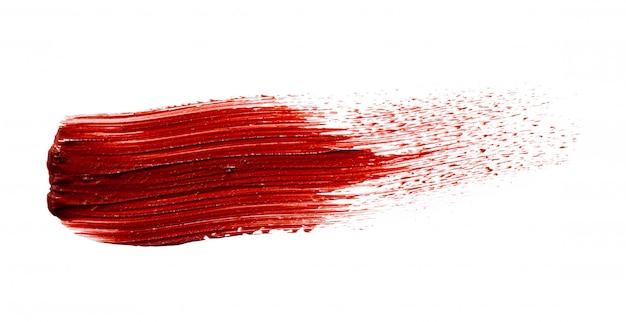 Foto campione macchiato della macchia del rossetto su fondo bianco