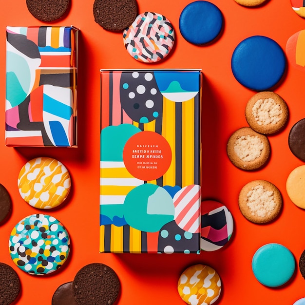 Photo snack cookies package design mockup