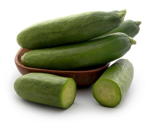 Snack cucumber over white background