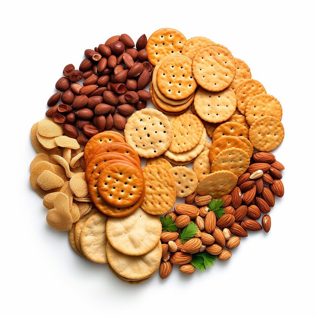 Photo snack food top view isolated on clear background