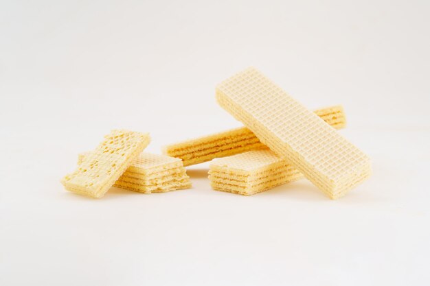 Snack snack wafer koekjes op witte achtergrond