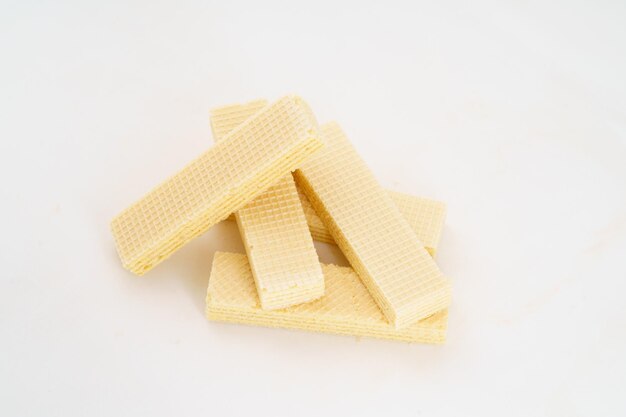 Snack snack wafer koekjes op witte achtergrond