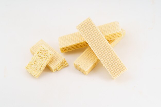 Snack snack wafer koekjes op witte achtergrond