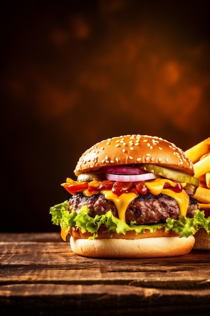 Snack snel vet hamburger eten hamburger sandwich rundvlees fastfood vlees Generatieve AI