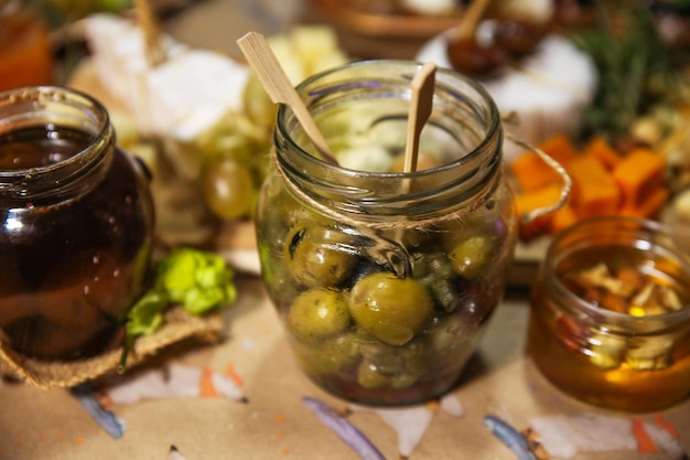 snack table, catering, food for guests