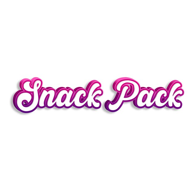 SnackPack typography 3d design yellow pink white background photo jpg