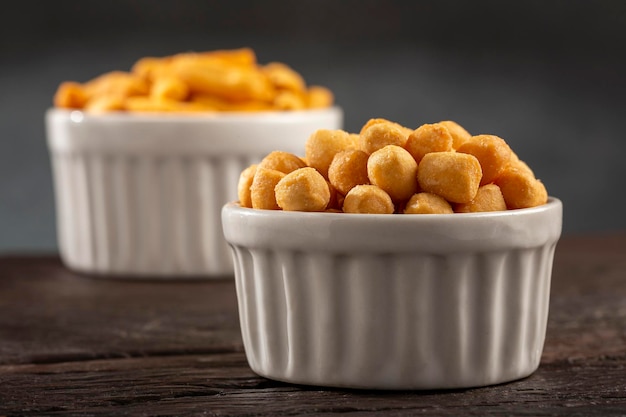 Snacks in ramekin on the table