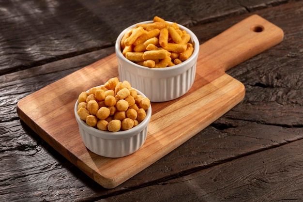 Snacks in ramekin on the table