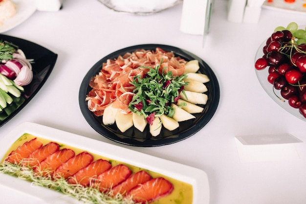 Snacks on a white table