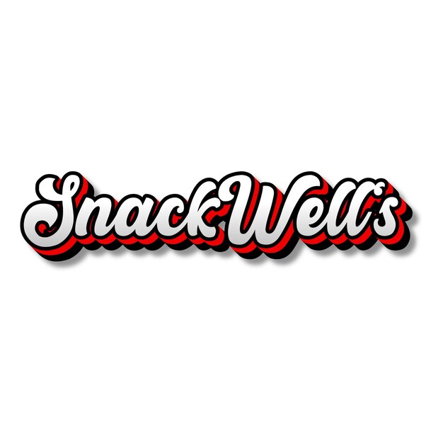 Photo snackwells text 3d silver red black white background photo jpg