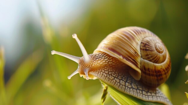 Photo a snail crawling on a plant