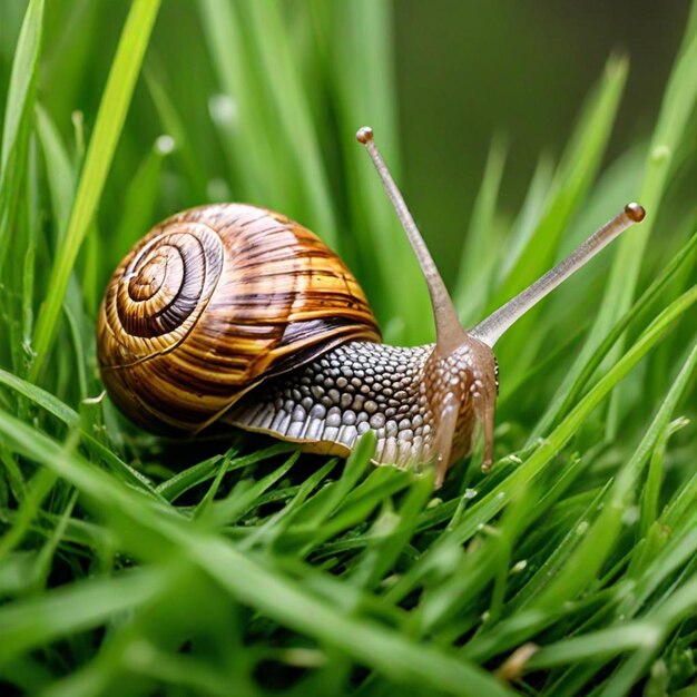 a snail in the grass with the number 3 on it