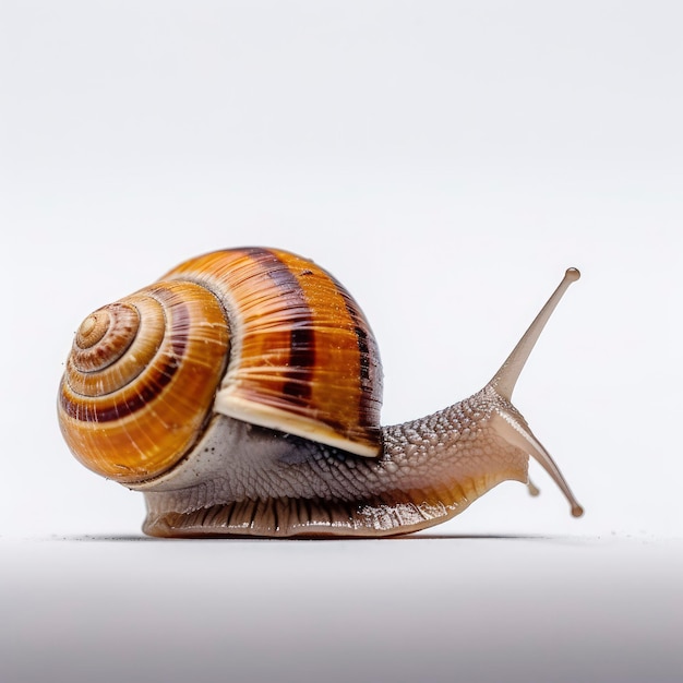 A snail is shown on a white background.