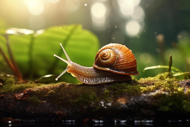 Snail on leaf Generate Ai