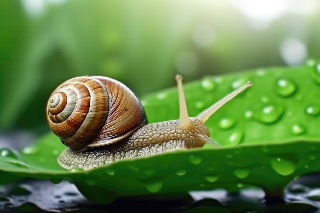 A Snail On A Leaf