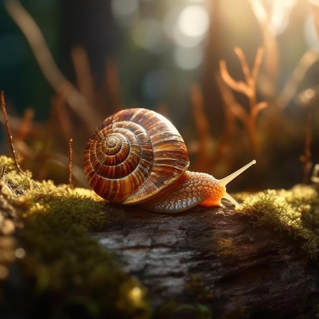 Snail in natural habitat generative AI