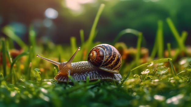 Foto snail on grass mooie snail hoog contrast