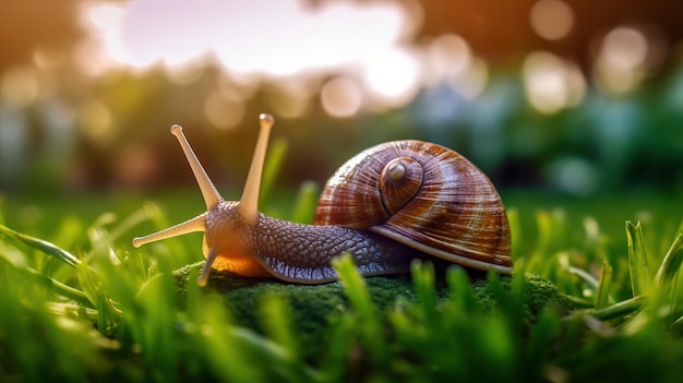 Snail on grass mooie snail hoog contrast